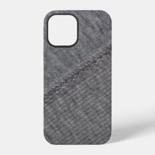 Coque iPhone 12 texture de tissu gris avec dessins abstraits et