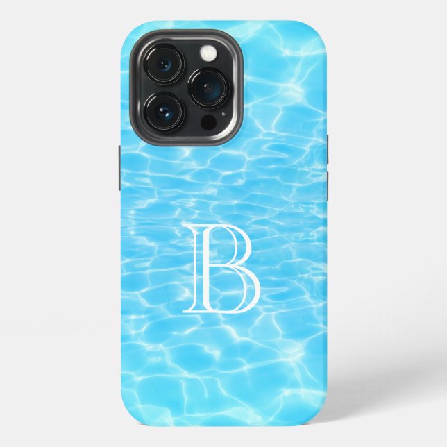 Coque iPhone Texture d'eau ondulations d'eau monogramme moderne (Dos)