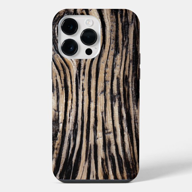 Coque iPhone Texture d'écorce d'arbre brûlée (Verso)