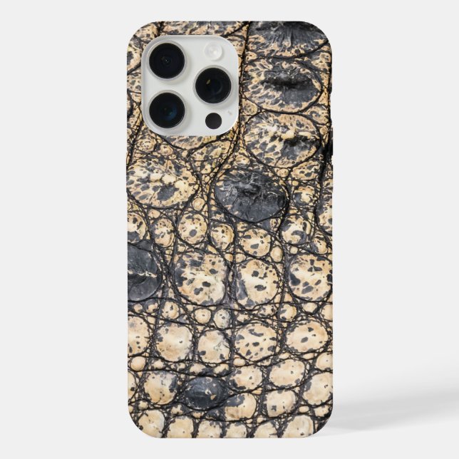 Coque iPhone Texture en cuir de crocodile Taupe moderne (Verso)