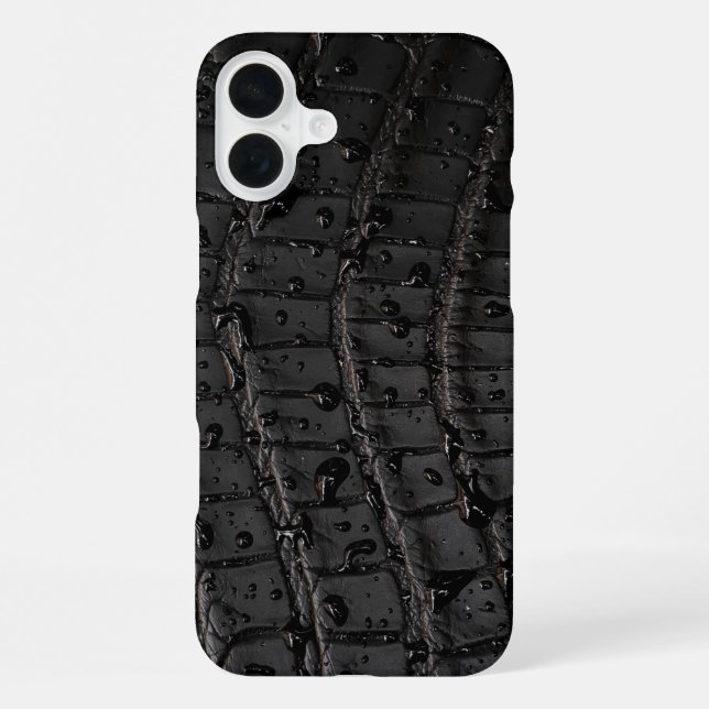 Coque iPhone Texture en cuir de taupe moderne croc (Verso)