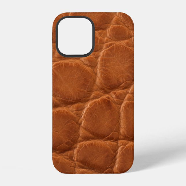 Coque iPhone Texture en cuir véritable d'alligator brun clair,  (Verso)