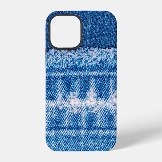 Coque iPhone Texture en denim de jeans bleus (Verso)
