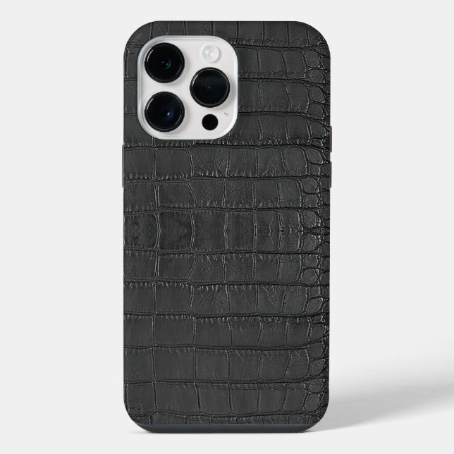 Coque iPhone Texture Faux Alligator Noir Imprimé (Verso)