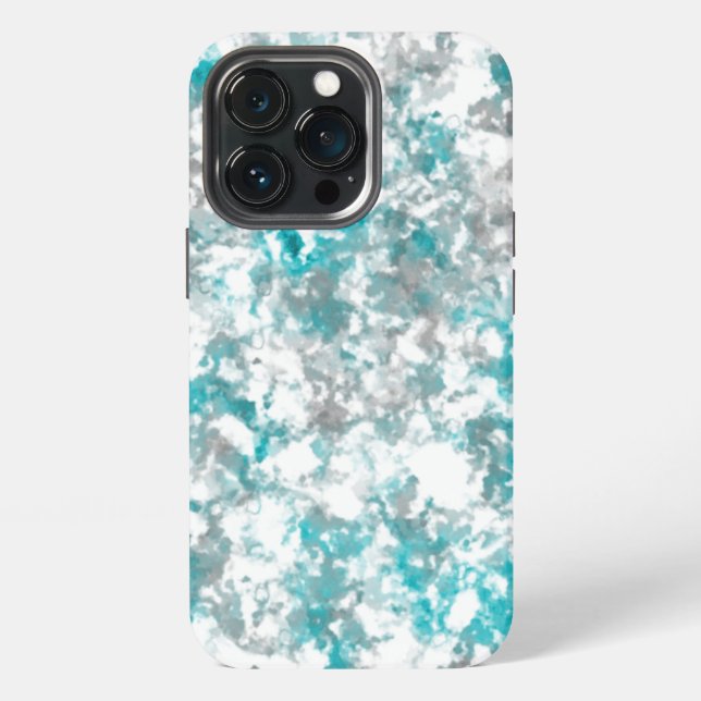 Coque iPhone texture gris turquoise et marbre blanc (Dos)