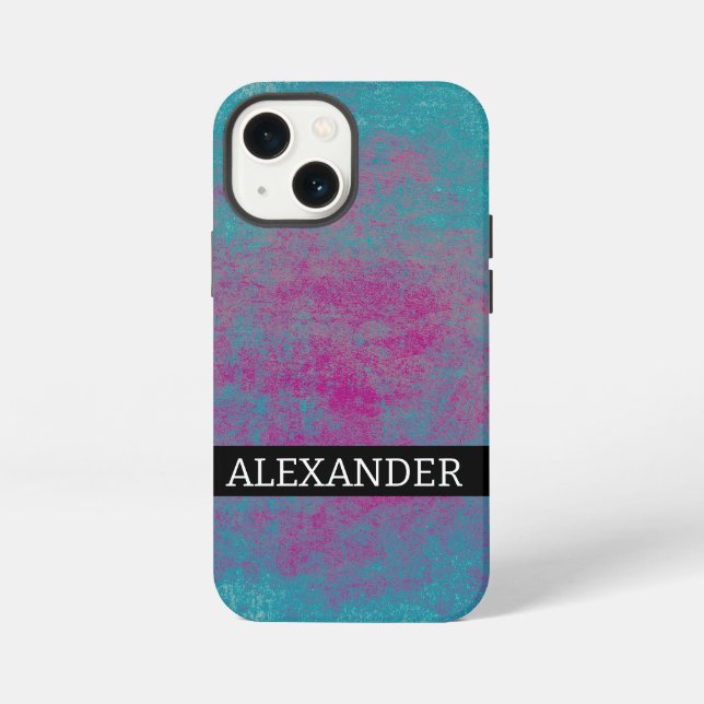 Coque iPhone Texture grunge abstraite avec nom personnalisable (Verso)