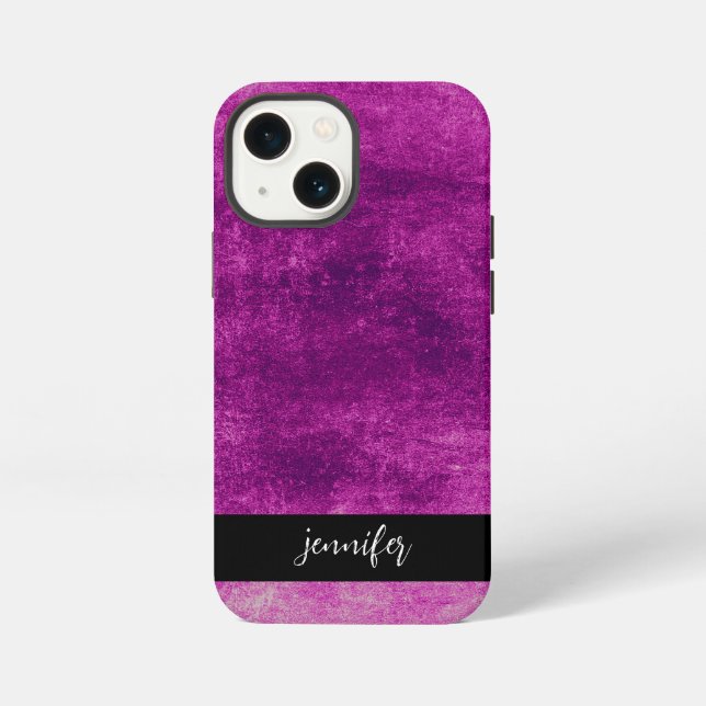 Coque iPhone Texture grunge abstraite avec nom personnalisable (Verso)