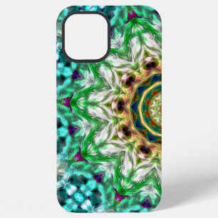 Coque iPhone 12 Pro Max Texture métallique rugueuse aqua bleu et vert mand