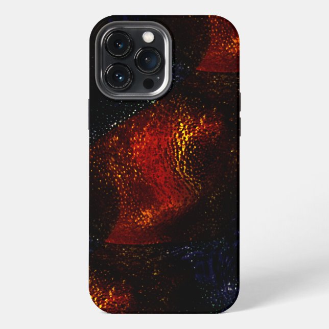 Coque iPhone Texture numérique rustique rouge avec des courbes  (Verso)