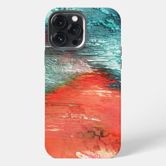 Coque iPhone Texture orange bleu rustique avec forme de bord de (Verso)