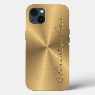 Etui iPhone 13 Texture radiale métallisée or personnalisée