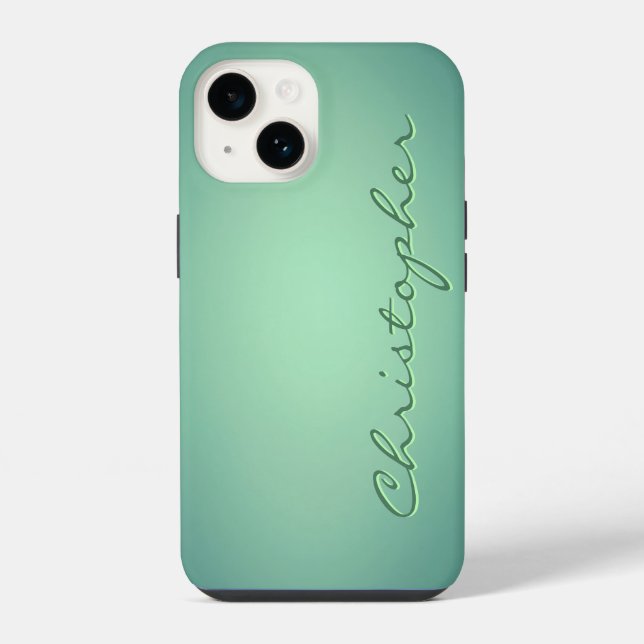 Coque iPhone Texture radiale vert clair personnalisée (Verso)