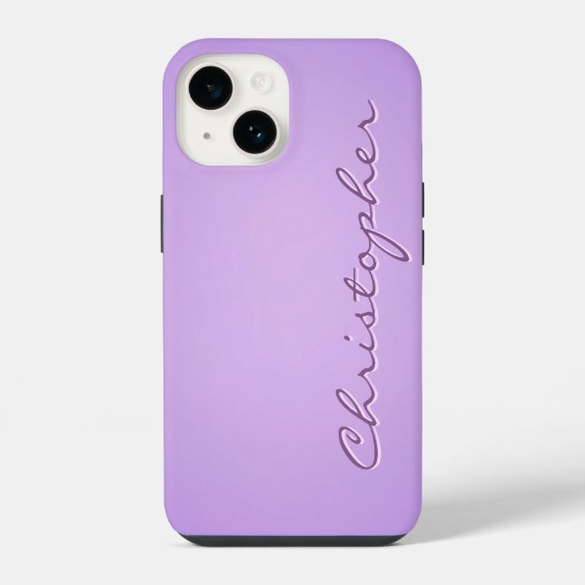Coque iPhone Texture radiale violet clair personnalisée 15 (Verso)