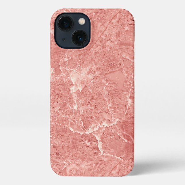 Coque iPhone Texture rose en marbre d'or (Verso)