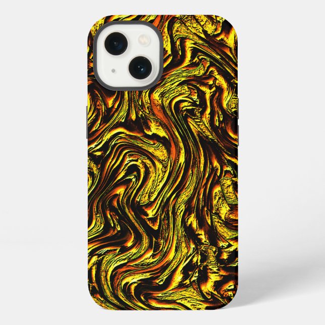 Coque iPhone Texture rustique dorée avec des traits sombres et  (Verso)
