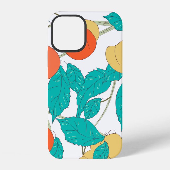 Coque iPhone Texture transparente avec des fruits et des feuill (Verso)