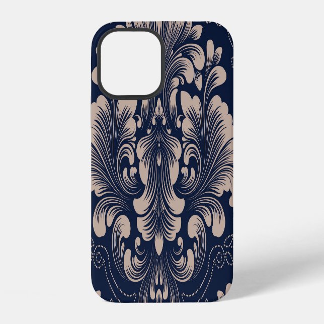 Coque iPhone Texture victorienne sans joint Damas classique (Verso)