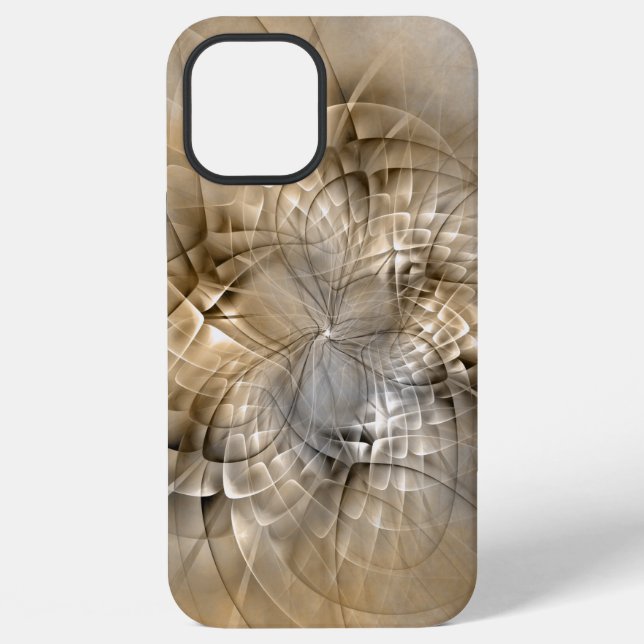 Coque iPhone Textures d'art fractal abstrait de tons de terre (Verso)