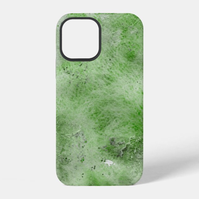 Coque iPhone Textures de papier à l'aquarelle verte et à l'encr (Verso)