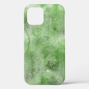 Coque iPhone 12 Textures de papier à l'aquarelle verte et à l'encr