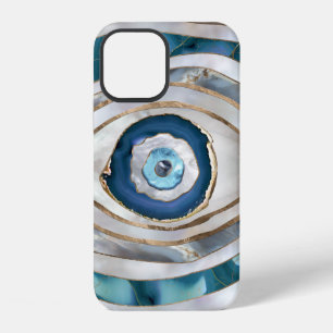 Coque iPhone 12 Textures minérales et or de l'œil maléfique