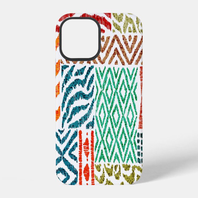 Coque iPhone Textures Patchwork : Impression Animale Dessinée à (Verso)