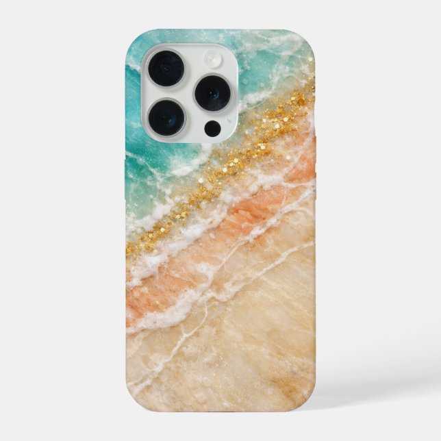 Coque iPhone The Beach Inspired Marble with Gold Veining (Verso)