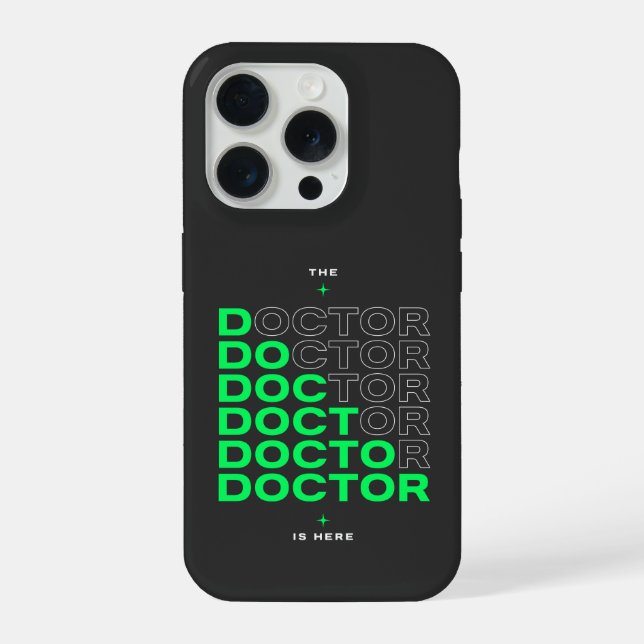 Coque iPhone The Doctor Is Here Neon Text Design (Verso)