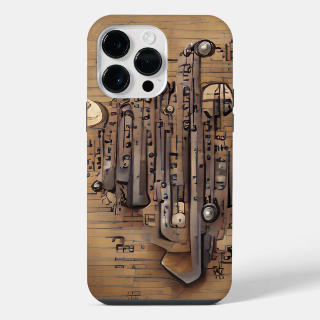 COQUE iPhone THÈME MUSICAL STEAMPUNK BRUN (Verso)