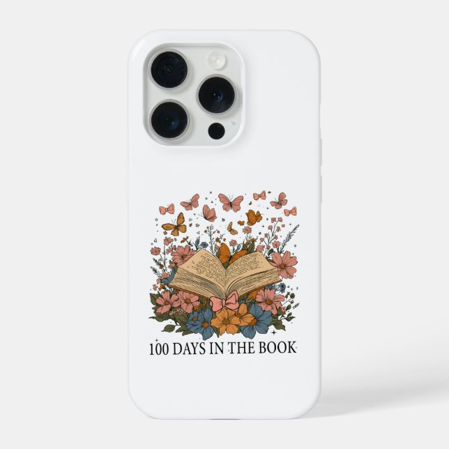 Coque iPhone Thème papillon fleur rétro 100 jours d'école (Verso)