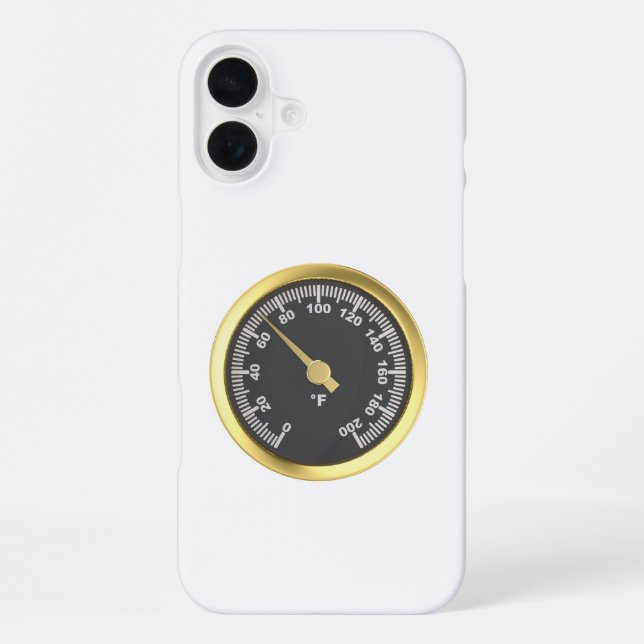 Coque iPhone Thermomètre rond doré (Verso)