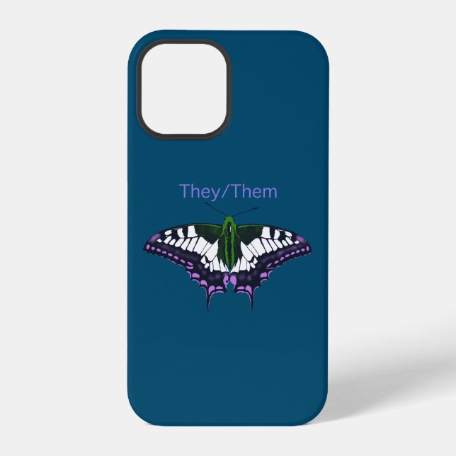 Coque iPhone They/Them Nonbinary Pride Swallowtail Butterfly (Verso)