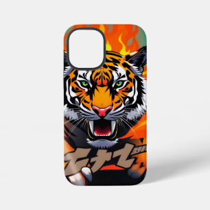 Coque iPhone 12 Mini Tigre animé en flammes