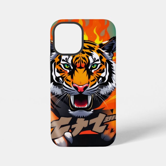 Coque iPhone Tigre animé en flammes  (Verso)