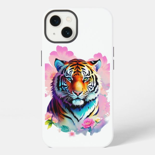 Coque iPhone Tigre avec Fleurs (Verso)