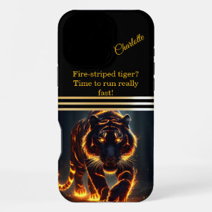 Coque iPhone 16 Pro Max Tigre avec rayonnement de feu