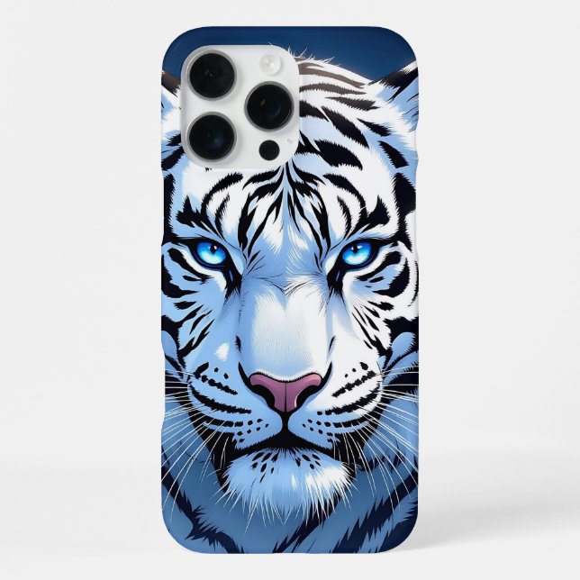 Coque iPhone Tigre blanc aux yeux bleus Ai Art (Verso)