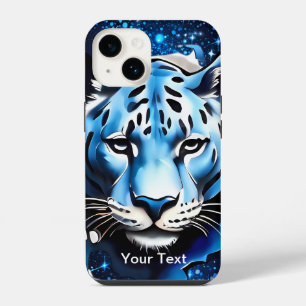 Coque Pour iPhone 14 Tigre blanc avec étincelles bleues