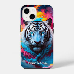 Coque Pour iPhone 14 Tigre brillant néon mystique et éthéré