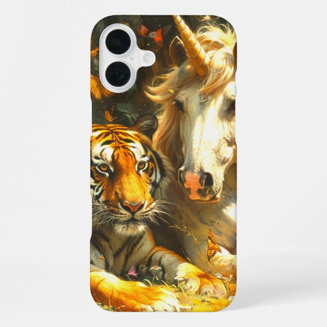 Coque iPhone Tigre et licorne (Verso)
