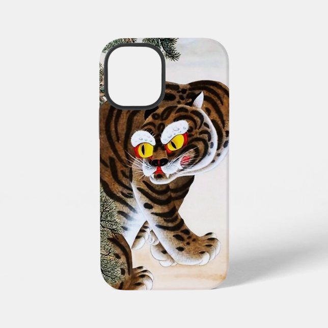 Coque iPhone Tigre et pie Minhwa sous un pin (Verso)