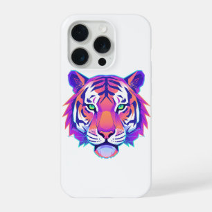 Coque iPhone 15 Pro Tigre Géométrique Néon