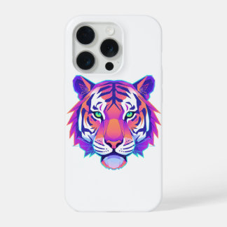 Coque iPhone 15 Pro Tigre Géométrique Néon