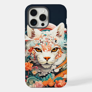 Coque iPhone 15 Pro Max Tigre mou avec fleurs Papier coupé
