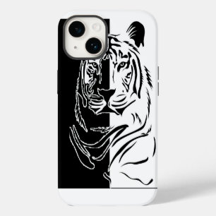 Coque Pour iPhone 14 Tigre Noir Blanc 