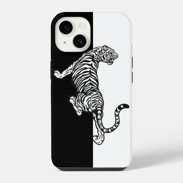 Coque iPhone Tigre Noir Blanc  (Verso)