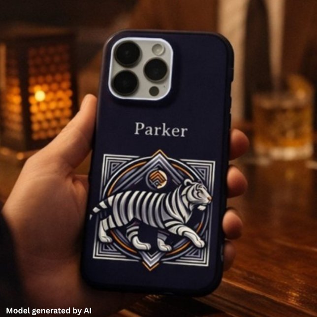 Coque iPhone Tigre Vintage Bleu Nuit (Créateur téléchargé)