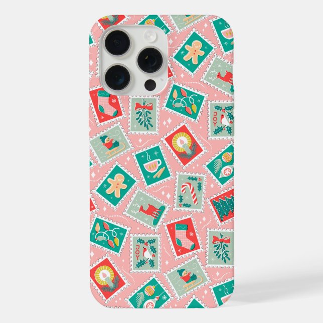 Coque iPhone Timbres de Noël Rétro (Verso)