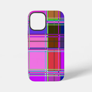 Coque iPhone 12 Mini Tissu à motif tartan rose Madras
