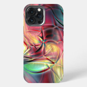 Etui iPhone 13 Pro Max Tissu de plage coloré rougeâtre à vert, froissé